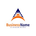 Sun with Letter A logo design vector. Creative Initial A logo concepts template Royalty Free Stock Photo
