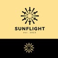 sun light with airplane shape inside logo design icon illustration Royalty Free Stock Photo