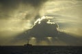 Sun light beams over Oil platform