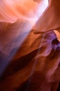 Sun light beams shining through the Upper Antelope slot Canyon i Royalty Free Stock Photo