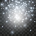 A silvery white glowing cluster of glowing stardust sparkles against a transparent background