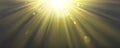 Sun light effect with yellow rays and lens glare Royalty Free Stock Photo