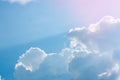 Sun light shine through cloud on clear blue sky Royalty Free Stock Photo