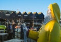 Sun light shining on the face of a fisherman statue in Whitstable harbour