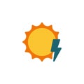 Sun and lightning flat icon