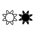 Sun line and glyph icon. Stylized sun vector illustration isolated on white. Sunshine outline style design, designed for