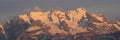 Sun lit Bluemlisalp Range and glacier Royalty Free Stock Photo