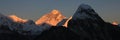 Sun lit Mt Everest at sunset Royalty Free Stock Photo