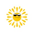 Sun logo with black glasses Royalty Free Stock Photo