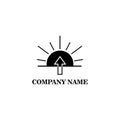 Sun logo illustration black and white, arrow design vector icon Royalty Free Stock Photo