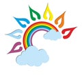 A sun logo with a rainbow. Royalty Free Stock Photo