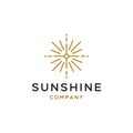 Sun logo, sunset sunrise with beach ocean sea water logo icon vector in trendy line linear, abstract outline logo vector for hotel Royalty Free Stock Photo