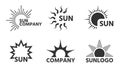 Sun logo tag label sunny hot business emblem set