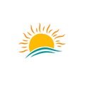 Sun logo vector illustration. Rising sun icon