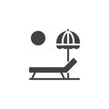 Sun lounger and Beach umbrella vector icon Royalty Free Stock Photo