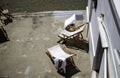 Sun loungers on beach Royalty Free Stock Photo