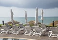 Sun loungers front on the beach