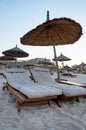 Sun loungers on a tropical beach