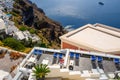 Typical summer hotel in Fira on the Santorini Island. Cyclades, Greece