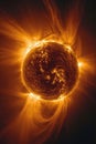 Sun with magnetic storms. Plasma flash on the surface of a our star. Solar flares Royalty Free Stock Photo