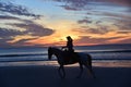 The dark silhouette of a horseback rider makes a great image even better Royalty Free Stock Photo