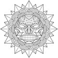 Sun mandala ,Skull mandala,Coloring page Royalty Free Stock Photo