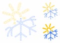 Sun Melting Snowflake Vector Mesh Carcass Model and Triangle Mosaic Icon