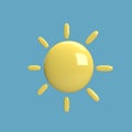 Sun minimal cartoon style. 3d render illustration Royalty Free Stock Photo