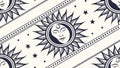 Sun and moon celestial pattern. Mystical cosmic design, vector design Generative AI Royalty Free Stock Photo