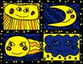 Sun and Moon doodle pattern