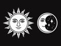 Sun and moon with face Royalty Free Stock Photo