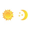 Sun and moon flat icon, vector