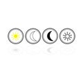 Day and night signs, sun and moon, set of vector images