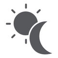 Sun and moon glyph icon, weather and nature, day and night sign, vector graphics, a solid pattern on a white background.