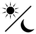 Sun and moon glyph silhouette icon, black day and night symbol, flat vector simple element illustration isolated on white