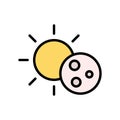 Sun, moon icon. Simple color with outline vector elements of forecast icons for ui and ux, website or mobile application Royalty Free Stock Photo