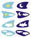 Sun and moon isolated weather icons, clip art Royalty Free Stock Photo