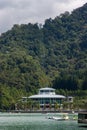 Sun Moon Lake, Nantou with boats, nature, lake and buddhist architecture in Nantou, Taiwan