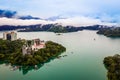 Sun Moon Lake in Nantou, Taiwan, Aerial view  Sun Moon Lake Royalty Free Stock Photo