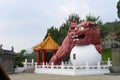 Sun Moon Lake, Taiwan- November 15, 2019: A Chinese Guardian Lion at the entrance of Wen Wu Temple