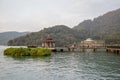 Sun moon lake,taiwan-October 13 ,2018:View of boat stop and cable car center in mountain at sun moon lake for move to in side