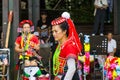 Taiwanese indigenous Thao Street Singers and Bands performing in Xuanguang Temple with traditional dress