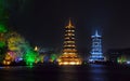 The Sun and Moon Pagodas in Guilin, Guangxi Province, China Royalty Free Stock Photo