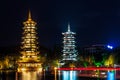 Sun and Moon Pagodas, Shan Lake, Guilin, China