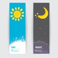 Sun and moon in sky, day and night. Royalty Free Stock Photo