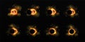 Sun and moon in solar eclipse in different phases Royalty Free Stock Photo