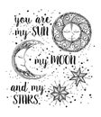 Sun, Moon and Stars Royalty Free Stock Photo