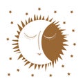 sun, moon and stars vector background. day and night. Royalty Free Stock Photo