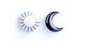 Sun and moon toggle button representing day and night on transparent background