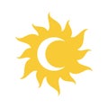 Sun and moon vector icon. Day and night filled symbol.